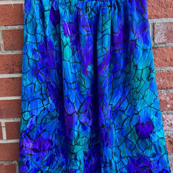 Handmade Elastic Waist Skirt Purple Stained Glass Pattern - Picture 2 of 2